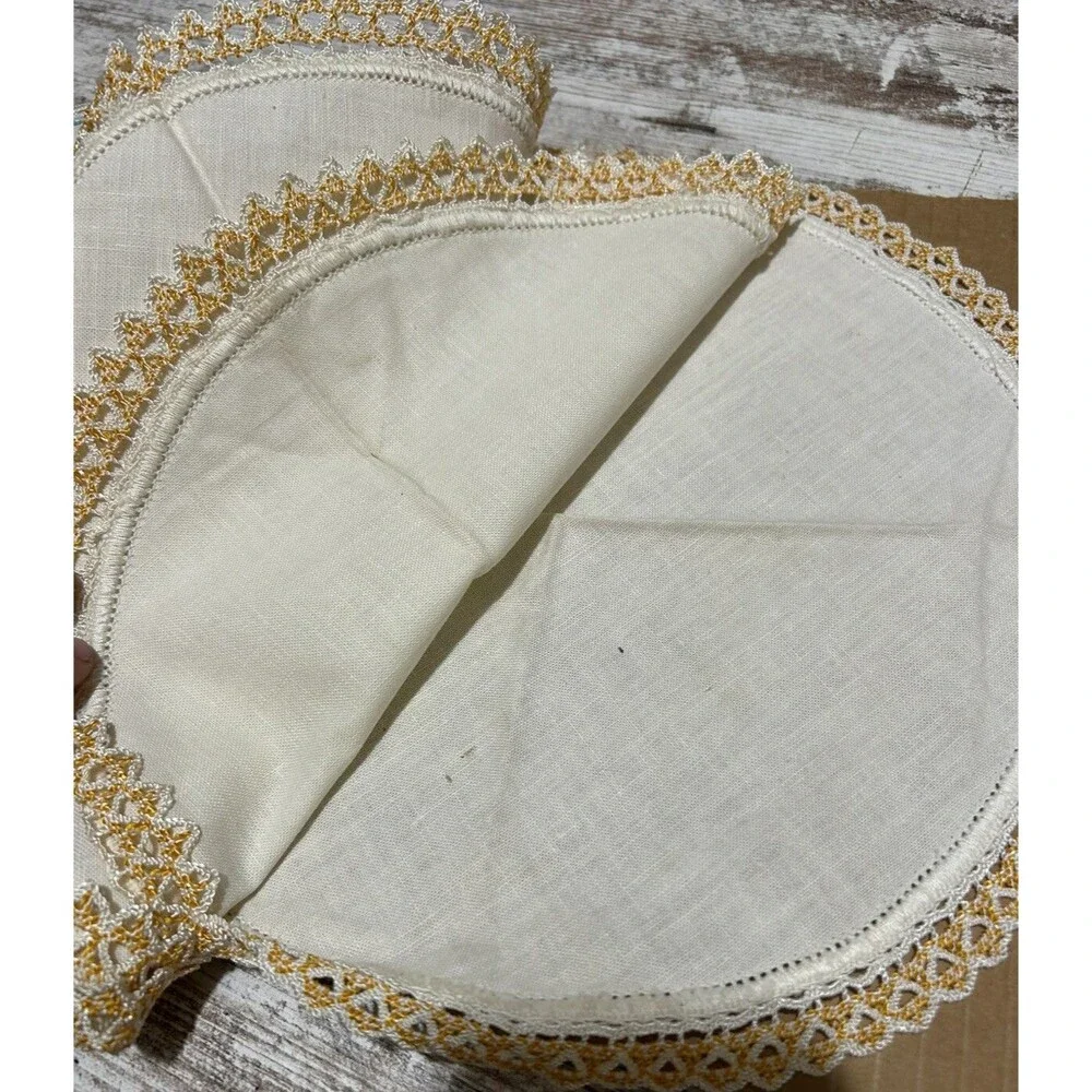 Vintage Doilies Lot Of 9 Mid Century Crochet Lace Round Some Polka Dot MCM